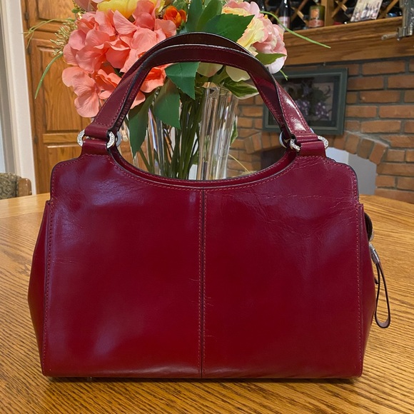 Monsac Original, Leather Handbag, Metal Feet, Red Leather, Beautiful, Dust Bag - Picture 2 of 15